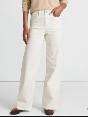 Lands' End Cream Wide-Leg Corduroy Jeans